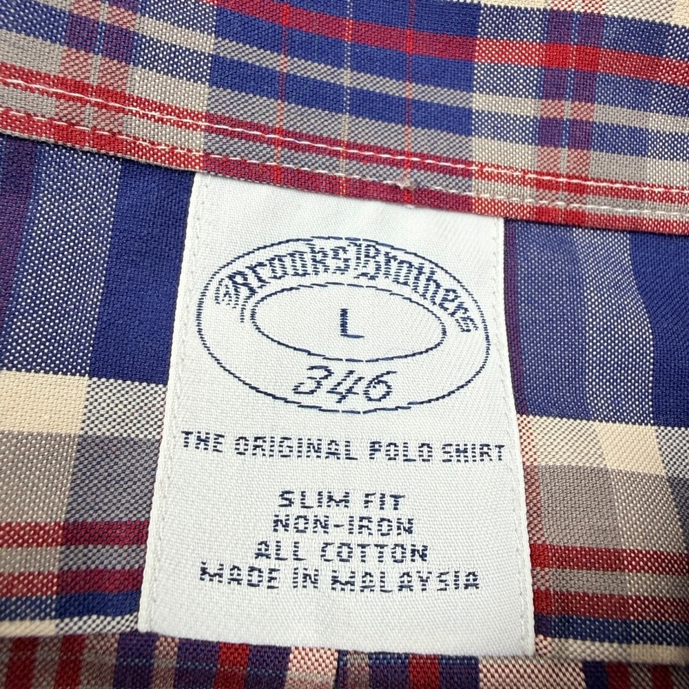 Brooks Brothers 346 Mens Slim Fit Plaid Button Down Shirt Non Iron Size L - Picture 4 of 7